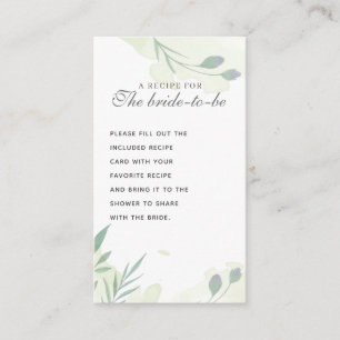 Rustic Floral Minty Green Bridal Shower Recipe Enclosure Card