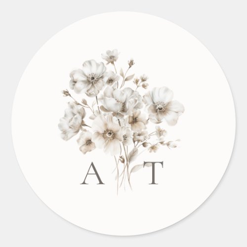 Rustic Floral Monogram Wedding Envelope Seal