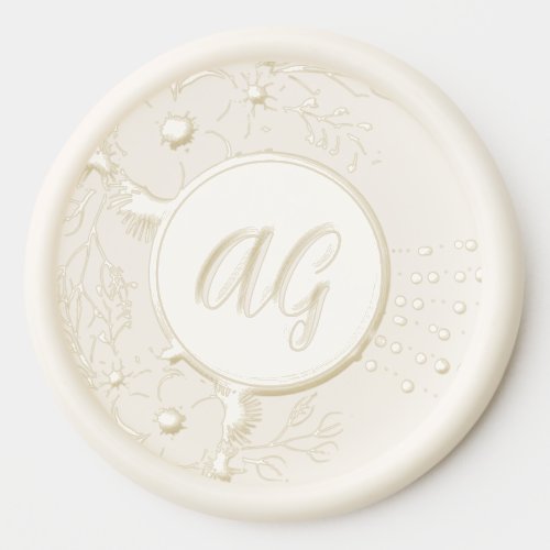 Rustic Floral Monogram Wedding Wax Seal Sticker