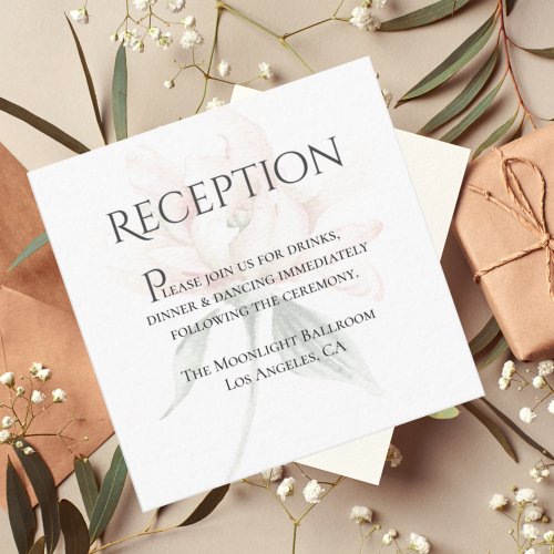 Rustic Floral Neutral Elegant Reception Enclosure Card