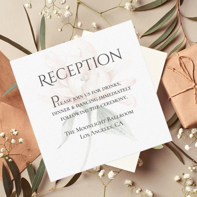 Rustic Floral Neutral Elegant Reception Enclosure Card (Creator Uploaded)