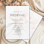Rustic Floral Neutral Elegant Wedding  Invitation<br><div class="desc">Gorgeous transparent peach/pink peony in the background with decorative typography. This invitation is just beautiful.  Perfect for any season. 100% customer satisfaction at Zazzle.</div>