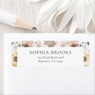 Rustic Floral Neutral Wedding Return Address Label
