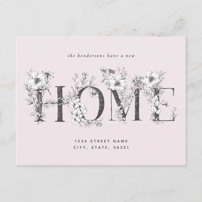 Rustic Floral New Address EDITABLE Colors Postcard (Front)