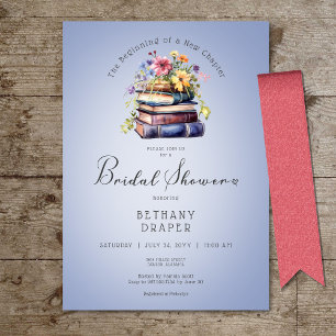 Rustic Floral New Chapter Begins Blue Shower Invitation