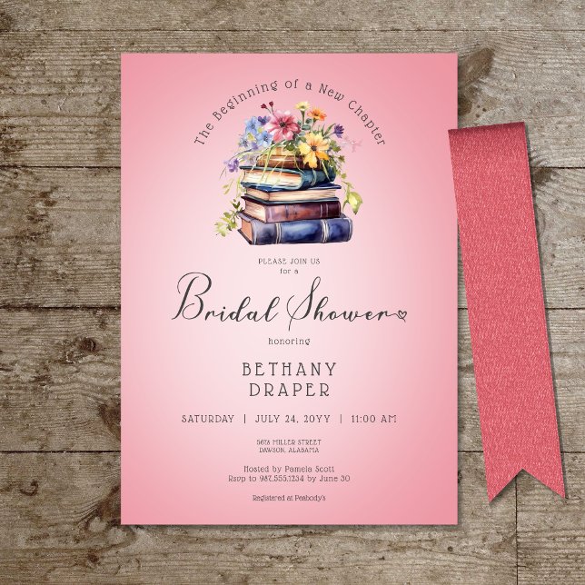Rustic Floral New Chapter Begins Pink Shower Invitation (Rustic Floral New Chapter Begins Pink Shower Invitation)
