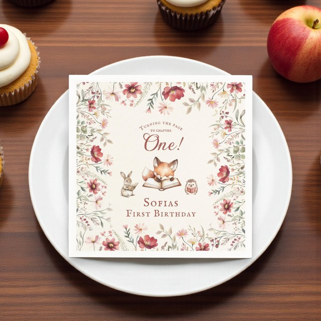 Rustic Floral next chapter first  birthday  Napkins (Creator Uploaded)