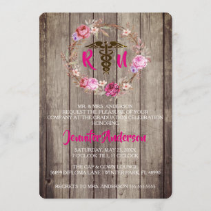 Rustic Floral Nursing School Graduation Invite