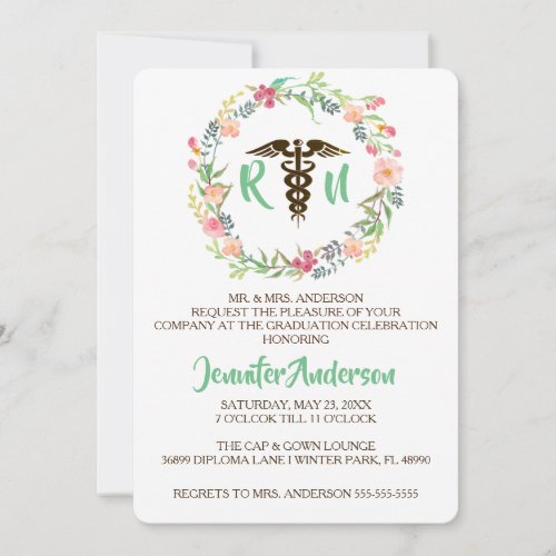 Rustic Floral Nursing School Graduation Invite