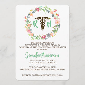 Rustic Floral Nursing School Graduation Invite