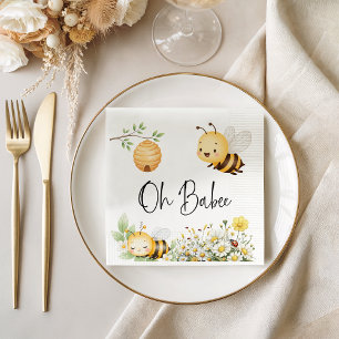 Rustic Floral Oh Babee Honey Bee Baby Shower Napkins