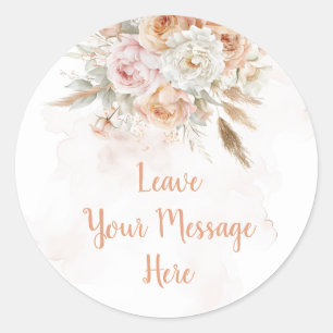 Rustic Floral Onederful Love Your Message Here Classic Round Sticker