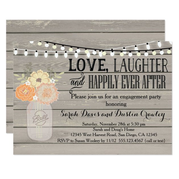 Rustic Floral Orange Engagement Party Invitation