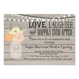 Rustic Floral Orange Engagement Party Invitation
