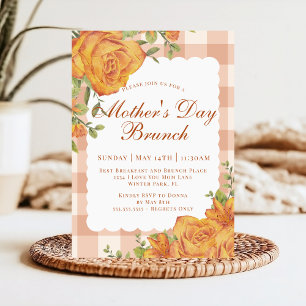 Rustic Floral Orange Tan Mother's Day Brunch Invitation