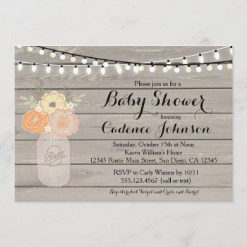 Rustic Floral Orange Yellow Baby Shower Invite by seasidepapercompany at Zazzle