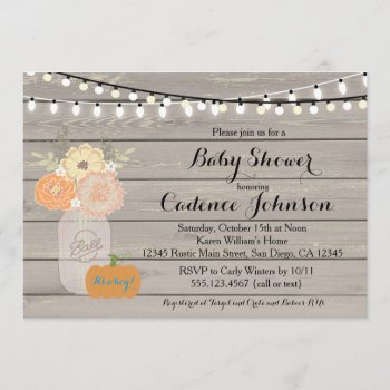 Rustic Floral Orange Yellow Boy Baby Shower Invite by seasidepapercompany at Zazzle