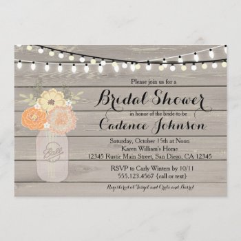 Rustic Floral Orange Yellow Bridal Shower Invite by seasidepapercompany at Zazzle