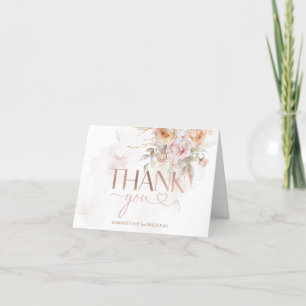 Rustic Floral Pampas Isn't She Onederful Folded Letterpress Thank You Card