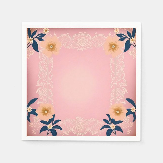 Rustic Floral Pattern on Light Pink Background Napkins (Front)