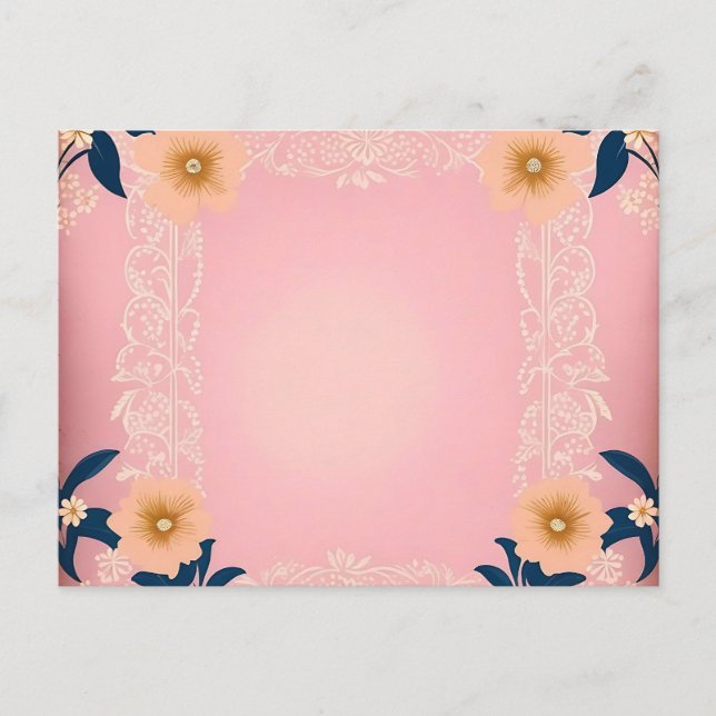Rustic Floral Pattern on Light Pink Background Postcard (Front)