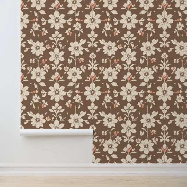 Rustic Floral Pattern with Earthy Tones Wallpaper | Zazzle