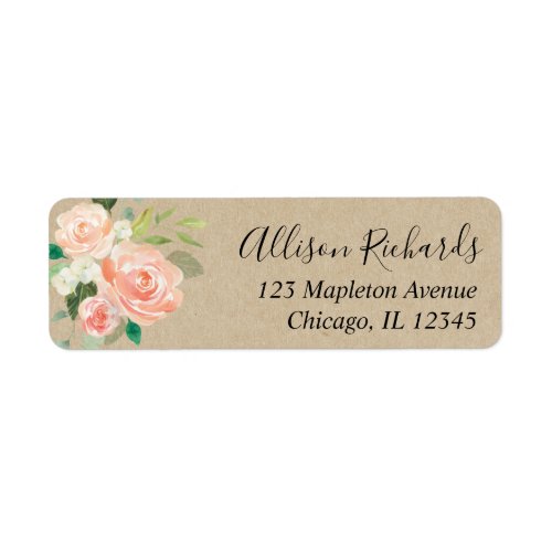 Rustic Floral peach cream greenery watercolors Label