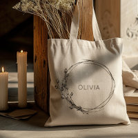 Rustic Floral Personalized Bridesmaid Tote Bag