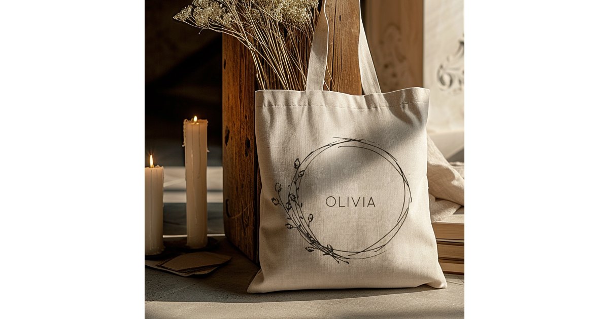 Rustic Floral Personalized Bridesmaid Tote Bag | Zazzle