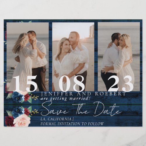 Rustic Floral Photo Collage Save the Date Card Flyer