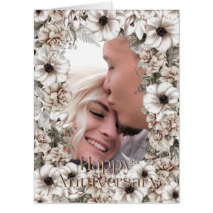 Rustic Floral Photo Extra Large Anniversary Card