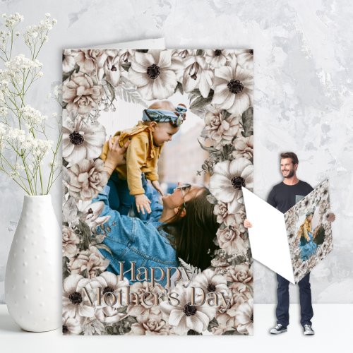 Rustic Floral Photo Oversized Mothers Day Card