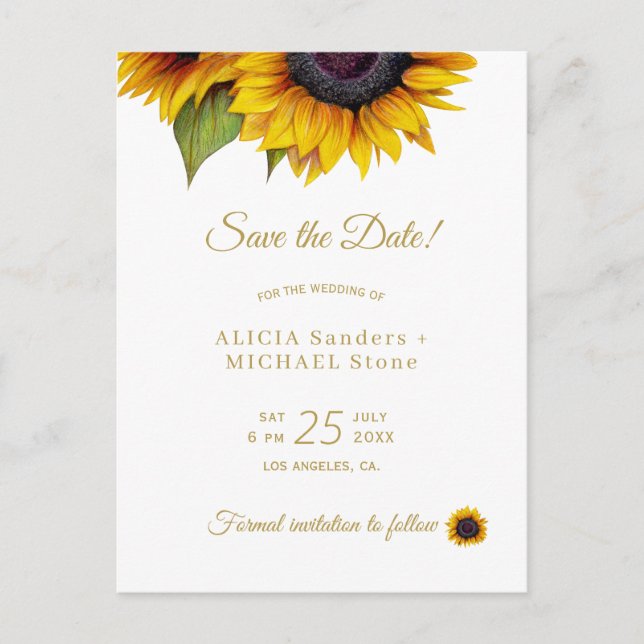 Rustic floral photo save the date wedding announcement postcard (Front)