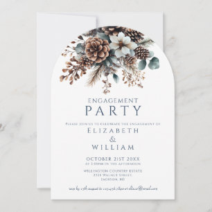 Rustic Floral Pinecone Engagement Party Arch Invitation