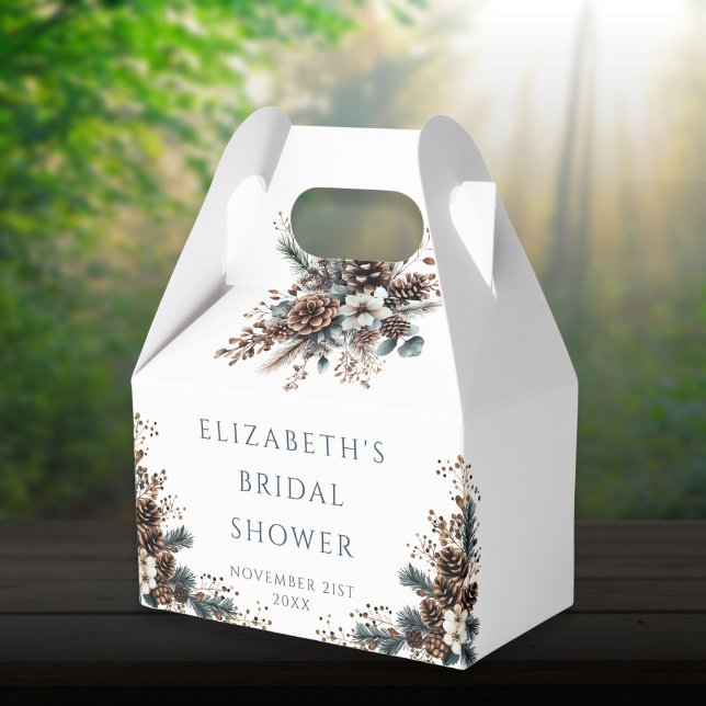 Rustic Floral Pinecones Forest Bridal Shower Favor Boxes (Rustic Floral Pinecones Forest Bridal Shower Favor Boxes)