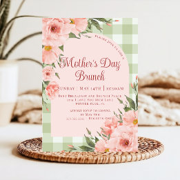 Rustic Floral Pink Mint Green Mother's Day Brunch Invitation