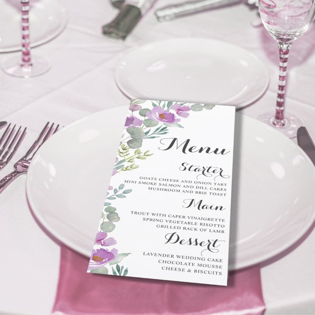 Rustic Floral Pink Watercolor Wedding Menu (Creator Uploaded)