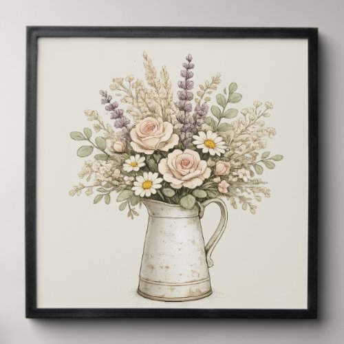 Rustic Floral Pitcher Peel And Stick Photo Tile