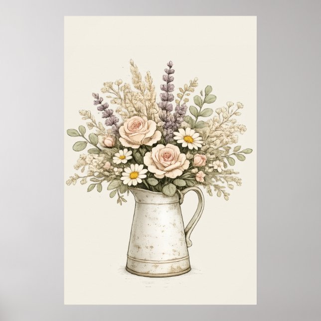 Rustic Floral Pitcher Poster (Front)