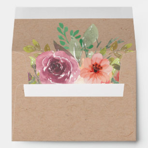 Rustic floral pre-addressed wedding envelope