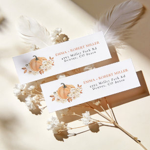 Rustic Floral Pumpkin Baby Shower Return Address Label