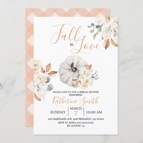 Rustic Floral Pumpkin Bridal Shower Invitation