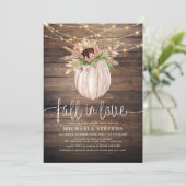Rustic Floral Pumpkin Fall In Love Bridal Shower Invitation (Standing Front)