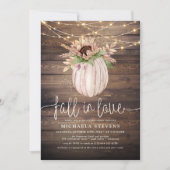 Rustic Floral Pumpkin Fall In Love Bridal Shower Invitation (Front)