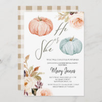 Rustic Floral Pumpkin Gender Reveal Invitation