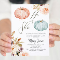 Rustic Floral Pumpkin Gender Reveal Invitation