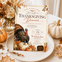 Rustic Floral Pumpkin Harvest Turkey Thanksgiving