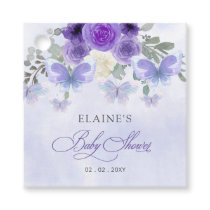 Rustic Floral Purple Lilac Butterflies Baby Shower Favor Tags