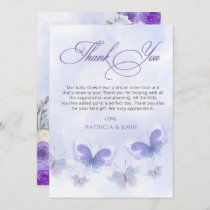 Rustic Floral Purple Lilac Butterflies Baby Shower Thank You Card