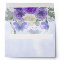 Rustic Floral Purple Lilac Butterflies  Envelope